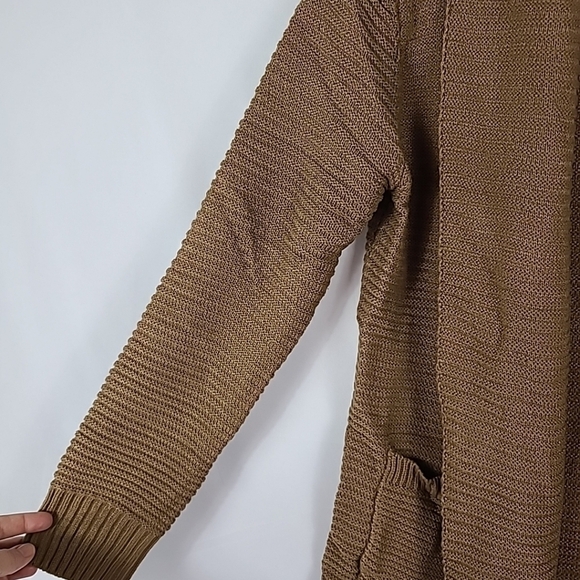NEW Hailey & Co Keep Me Close Long Brown Knit Pocketed Cardigan Sz XS - Picture 3 of 7